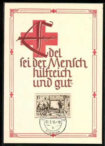 AK Edel sei der Mensch, hilfreich und gut, Rotes Kreuz