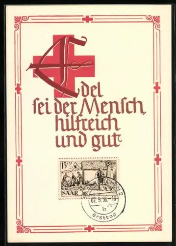 AK Edel sei der Mensch, hilfreich und gut, Rotes Kreuz