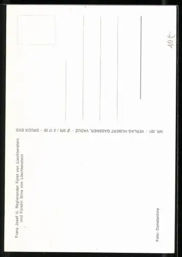 AK Fürst Franz Josef II. und Fürstin Gina von Liechtenstein