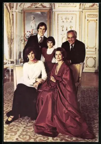 AK Le Prince Souverain et la Princesse Grace, Prince Albert, Princesse Caroline et Princesse Stéphanie de Monaco