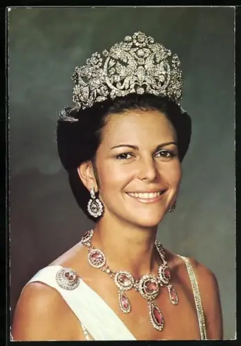 AK H.M. Königin Silvia von Schweden mit Diadem