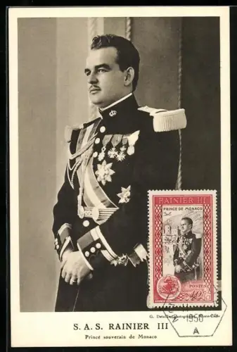 AK Prinz Rainier III. von Monaco in Uniform, Prince souverain de Monaco
