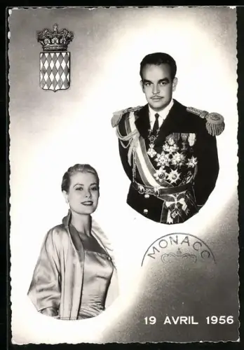 AK Fürst Rainier von Monaco in Uniform und Gracia Patricia von Monaco