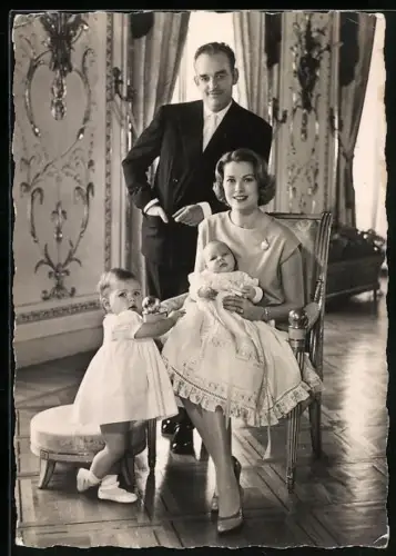 AK LL. AA. SS. Le Prince Rainier III. von Monaco, Schauspielerin Grace Kelly, Le Prince Albert, La Princesse Caroline