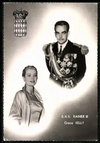 AK Schauspielerin Grace Kelly, Fürst Rainier von Monaco in Uniform, 19. April 1956