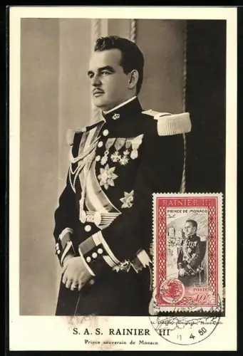 AK Prinz Rainier III. von Monaco in Uniform, Prince souverain de Monaco
