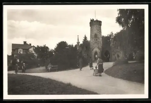 AK Franzensbad, Salingburg mit Villa, Panorama