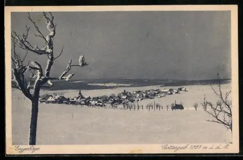 AK Gottesgab, Gesamtansicht mit Umgebung im Winter