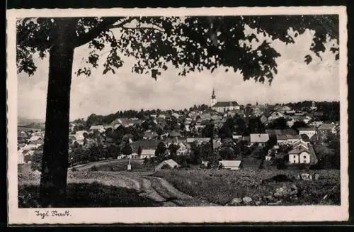 AK Tepl, Stadtansicht aus der Vogelschau