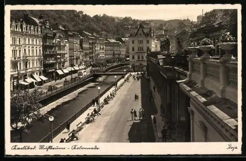 AK Karlsbad, Mühlbrunn-Kolonade mit Brücke aus der Vogelschau