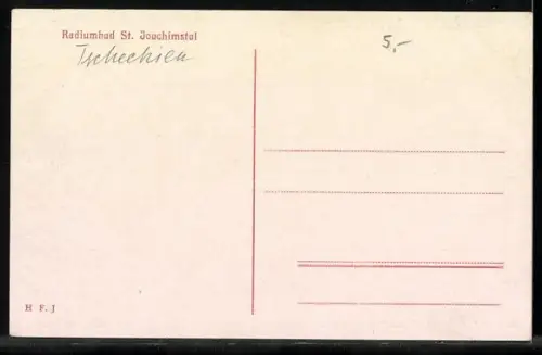 AK St. Joachimstal, Ortsansicht mit Strasse aus der Vogelschau