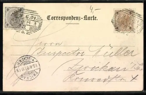 AK Eger, Totalansicht mit Fabrik u. Kirche