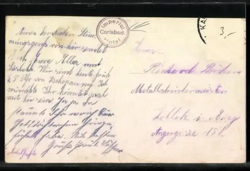 AK Karlsbad, Imperial Hotel mit Anlagen