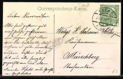 AK Eger, Ortspanorama vom Egerthal aus, Flusspartie