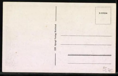 AK St. Joachimsthal /Sudetengau, Parkpartie mit Teich und Ortsblick