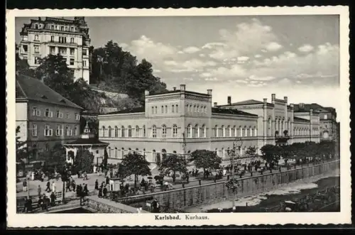 AK Karlsbad, Kurhaus, Ansicht von der Brücke aus