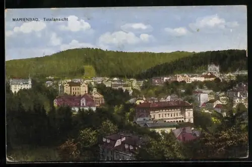 AK Marienbad, Totalansicht aus der Vogelschau