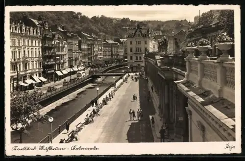 AK Karlsbad, Mühlbrunn-Promenade aus der Vogelschau