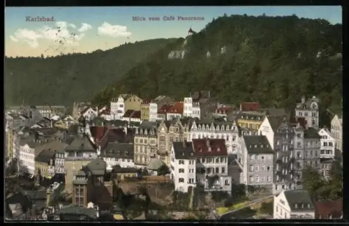 AK Karlsbad, Teilansicht vom Cafe Panorama aus