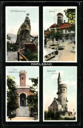 AK Karlsbad, Franz Josefshöhe, Stephaniewarte, Hirschensprung