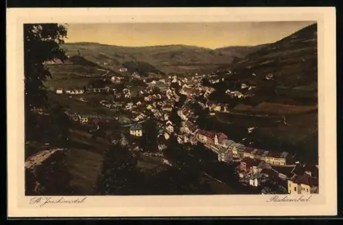 AK St. Joachimstal, Panorama mit Kirche