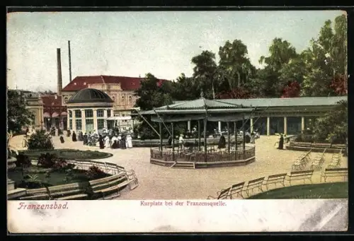 AK Franzensbad, Kurplatz bei der Franzensquelle