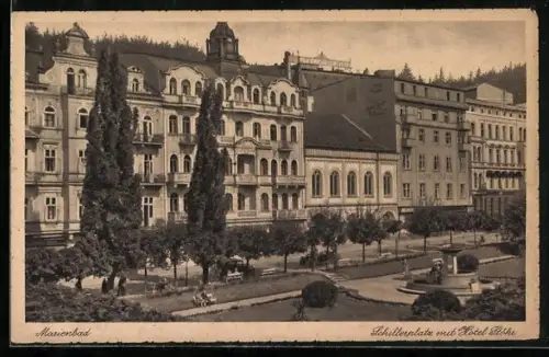 AK Marienbad, Schillerplatz mit Hotel Stöhr