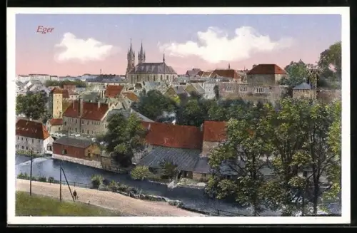 AK Eger, Panorama mit Kirche