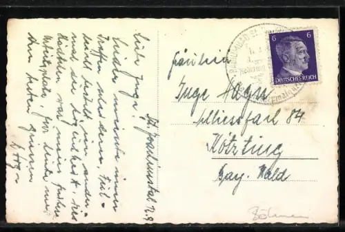 AK St. Joachimsthal, Panorama mit Kirche