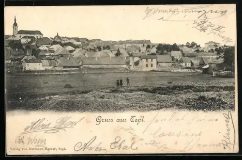 AK Tepl, Panorama mit Kirche