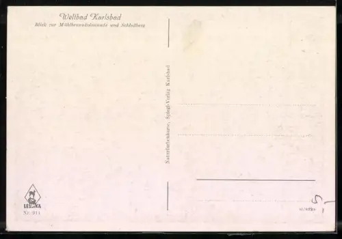 AK Karlsbad, Mühlbrunnkolonnade mit Schlossberg