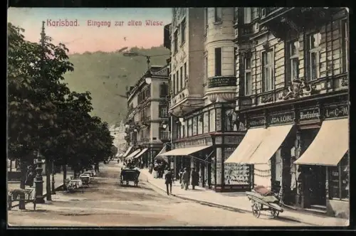 AK Karlsbad, Eingang zur alten Wiese