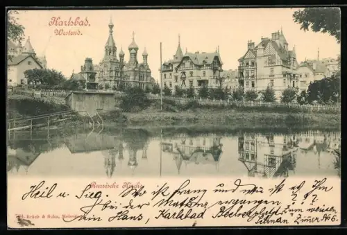 AK Karlsbad, Westend, Russische Kirche