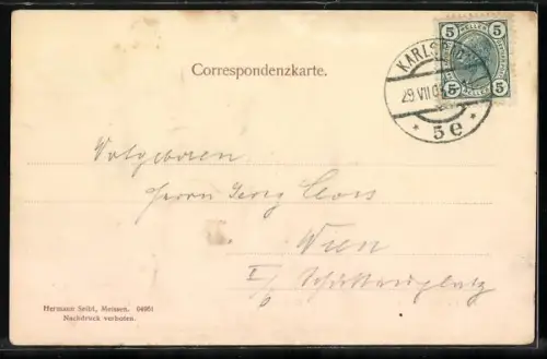 AK Karlsbad, Franz Josefs-Quelle und Kurhaus