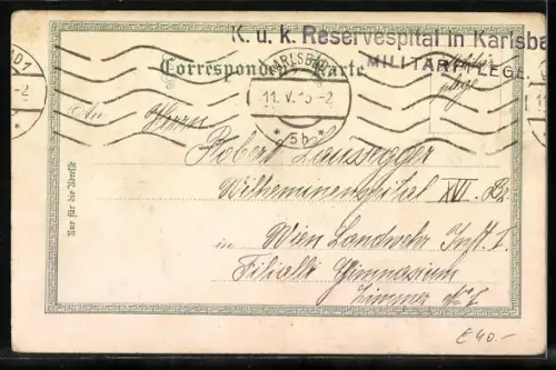 Lithographie Karlsbad, Mühlbrunn