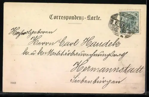 AK Eger, Marktplatz mit Denkmal