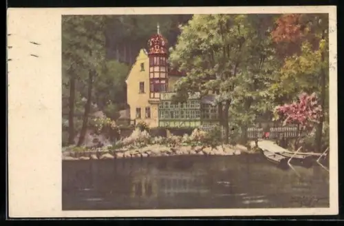 AK Eger, Insel Müherl mit Waldrestaurant u. Kaffee, Inh. Emil Theierl