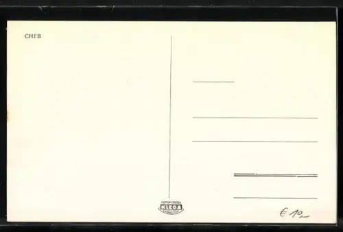 AK Cheb, Strassenpartie mit Kirche