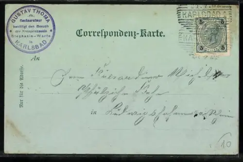 Mondschein-AK Karlsbad, Stefanie-Warte