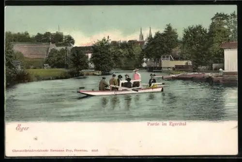AK Eger, Partie im Egerthal mit Boot