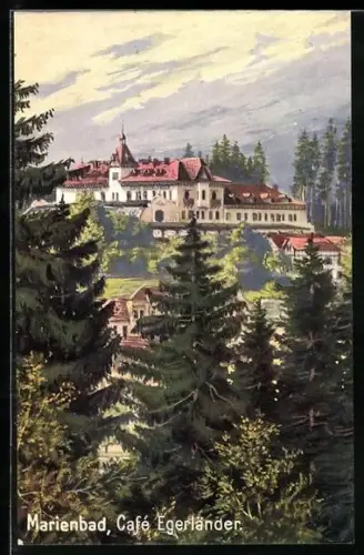 Künstler-AK Marienbad, Café Egerländer