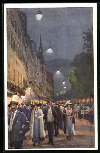 Künstler-AK Karlsbad, alte Wiese