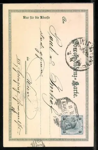 Lithographie Karlsbad, Stadtthurm und Marktbrunnen-Colonade