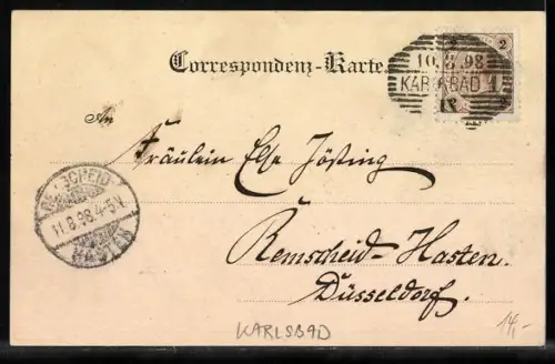 AK Karlsbad, Cafe Freundschaftssaal mit Garten u. Pavillon