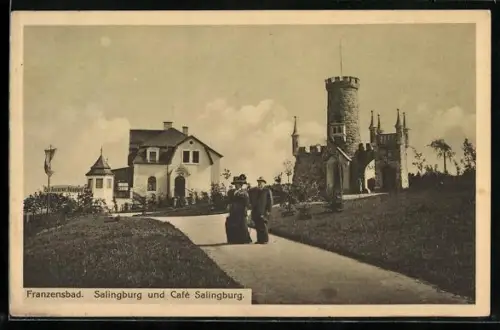 AK Franzensbad, Salingburg und Café Salingburg, Panorama