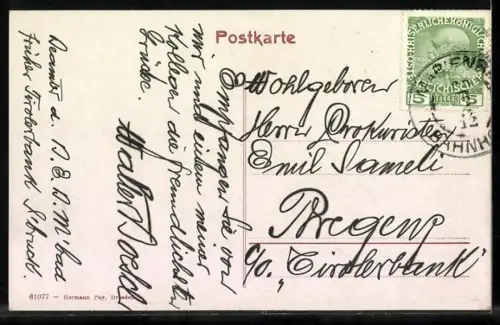 AK Marienbad, Kaiserstrasse mit Geschäftshaus Buen Retiro u. kleinem Gasthaus