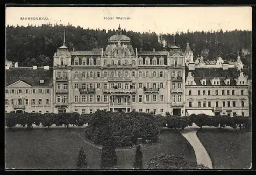 AK Marienbad, Hotel Weimar mit Park