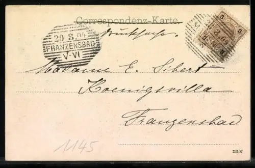 AK Marienbad, Franz Josef-Platz aus der Vogelschau