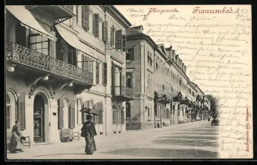 AK Franzensbad, Morgenzeile, Strassenpartie