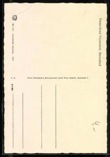 AK Marienbad, Palast-Hotel Fürstenhof, Ansicht von einer Parkanlage aus